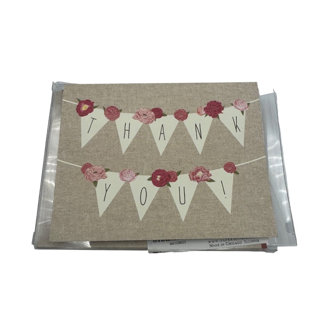 Paper Source Thank You Cards Floral Banner Design 10 Folded Cards With Envelopes